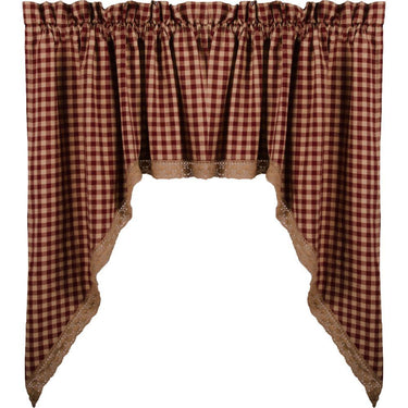 Barn Red Nutmeg Heritage House Lace Swag Lined SW159017 - The Fox Decor
